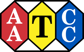 Hexagonal logo featuring red "A", black "T" on yellow, and blue "C", with a white background and black outlines.